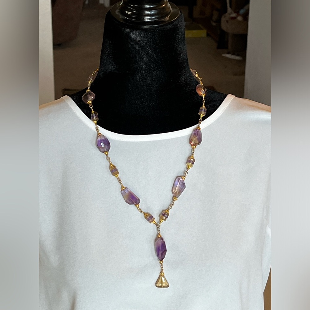 Ametrine gorgeous chunky faceted handmade necklace.